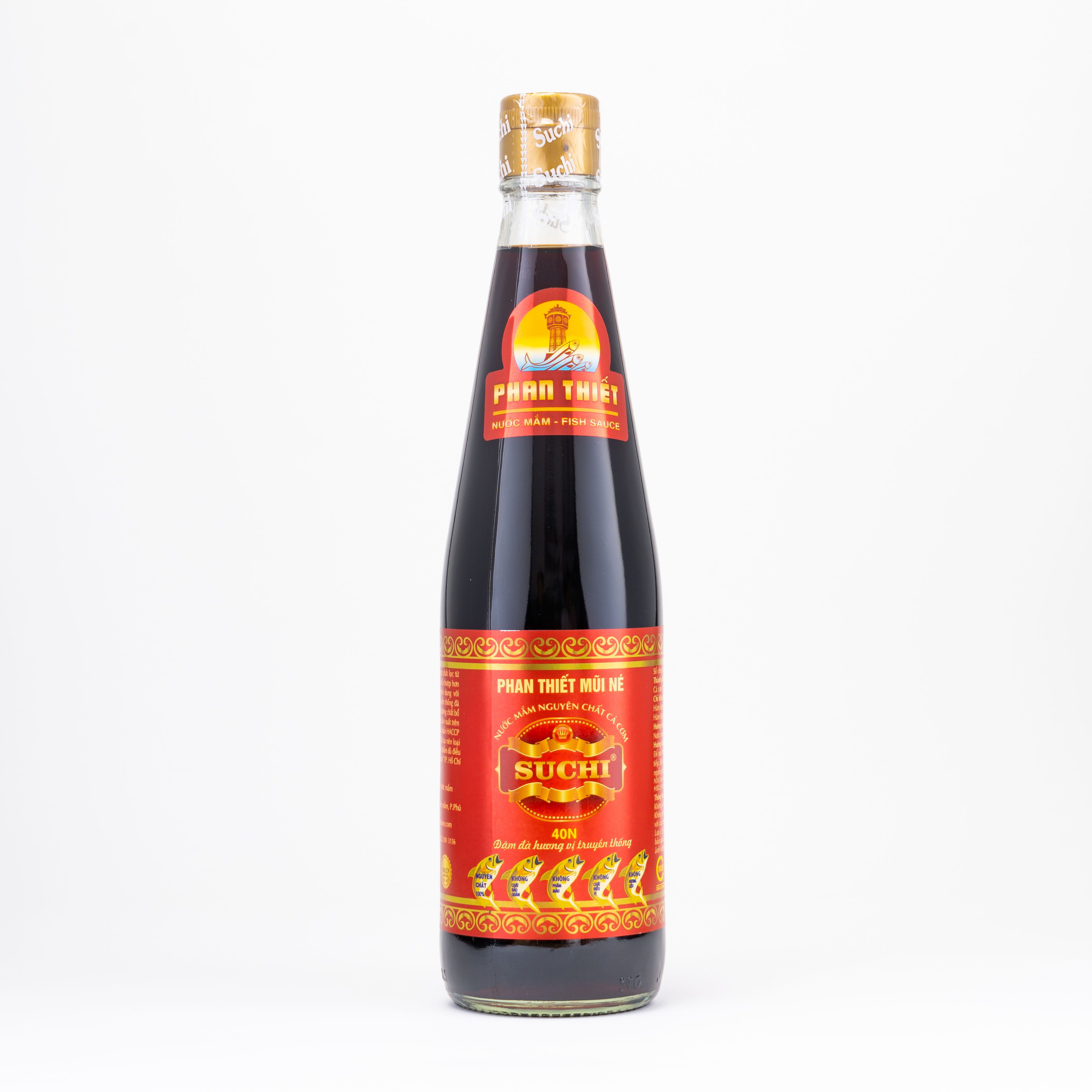 [ Chai 520ml ] [Nước Mắm 40N Nguyên Chất Xuất Khẩu Amazon Mỹ ] Nước mắm truyền thống SUCHI 40N đạm tự nhiên, sánh đặc thịt cá , có Chứng nhận Chỉ Dẫn Địa Lý, xuất khẩu Mỹ và bán trên Amazon Mỹ, giải thưởng OCOP 4 Sao