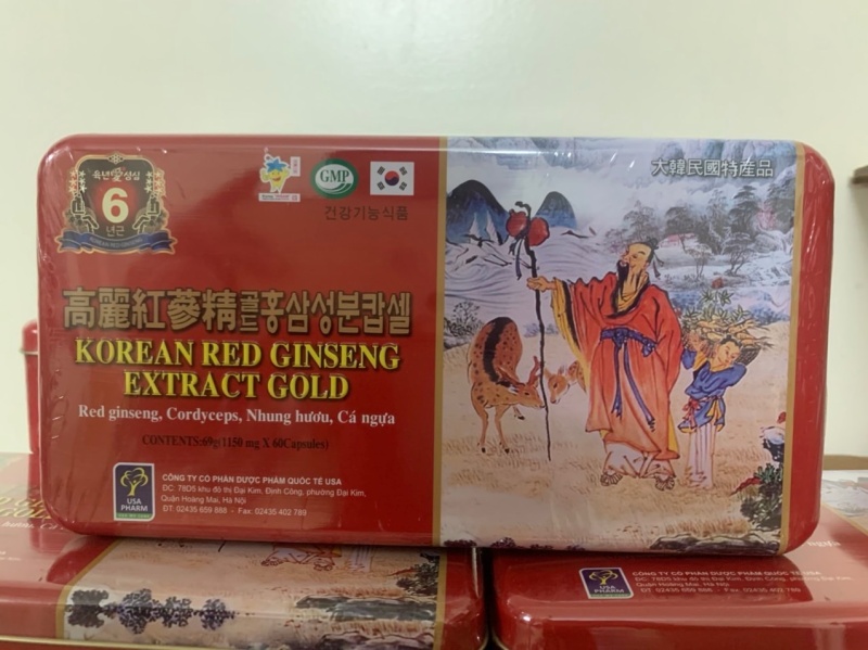 Viên Hồng Sâm Nhung Hươu Linh Chi Korean Red Ginseng Extract Gold (Hộp 60 Viên) cao cấp