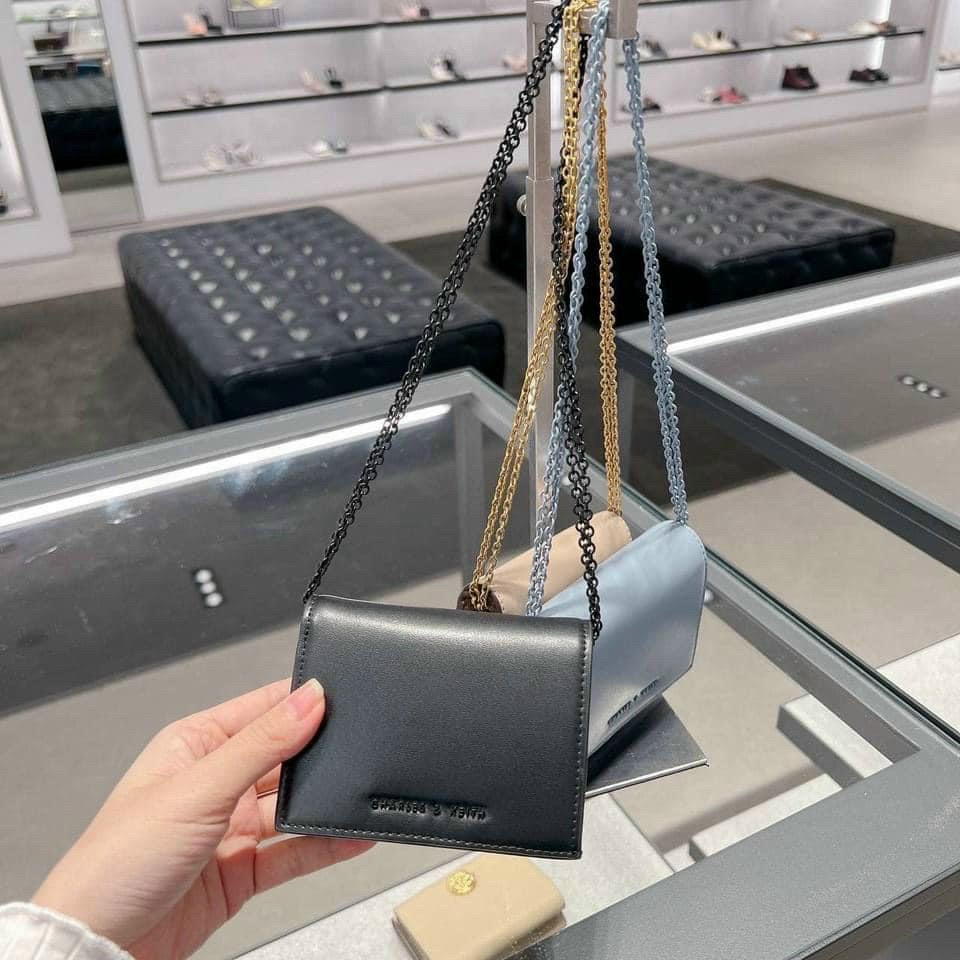 [FULL BOX TAG] Ví Charles & Keith card holder dây xích đeo chéo