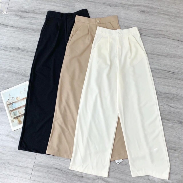 [HOÀN TIỀN ĐẾN 15%]Quần culottes rộng cạp cao khoá trước, quần ống rộng nữ suông dài