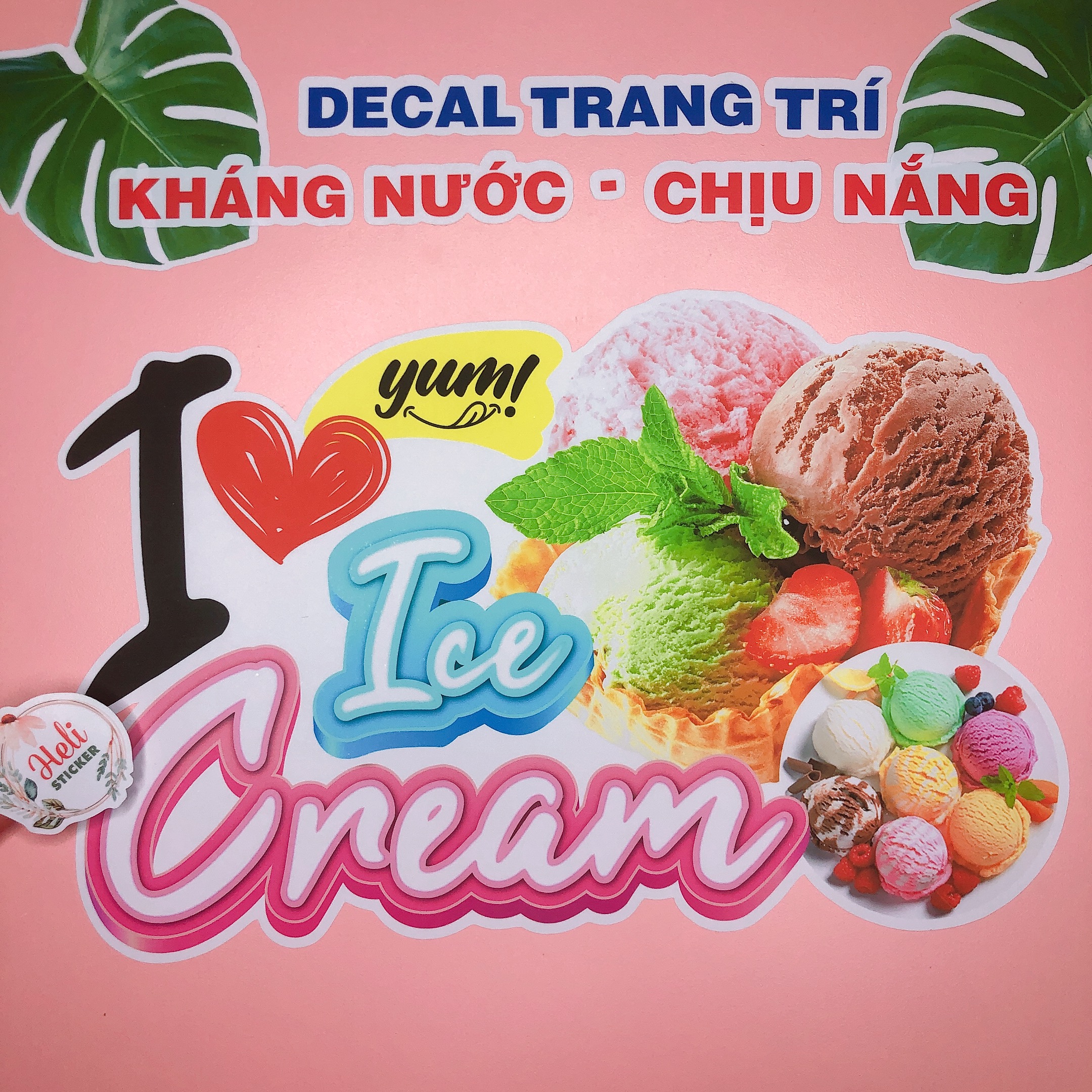 Decal trang trí quán kem các loại ✨ hình dán kem ốc quế, kem que, kem ly, kem ký, kem xôi - sticker kháng nước, chịu nắng, cắt sẵn.