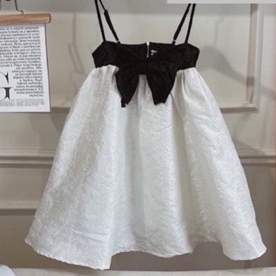 Đầm babydoll vải gấm phối nơ