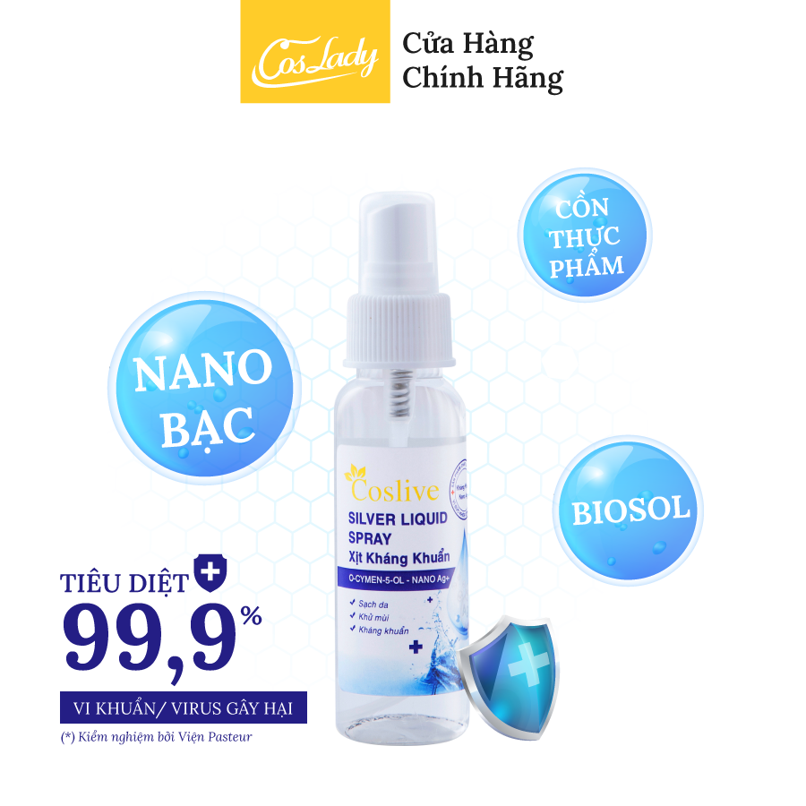 [HCM]XỊT KHÁNG KHUẨN NANO BẠC COSLIVE 120ML