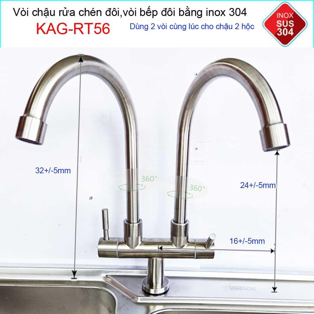 [HCM]Vòì rửa chén đôivòi rửa bát đôi INOX 304 Mờ