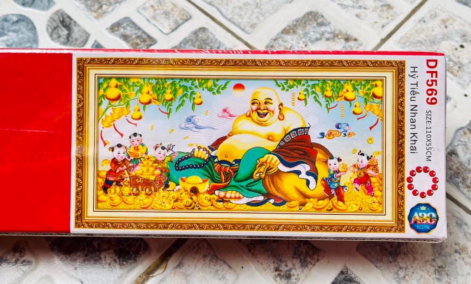 Tranh đính đá 5D Phật Di Lặc Tiểu Khẩu Trường Khai DF566 - DF569-DF2838  (chưa đính đá, chưa khung)
