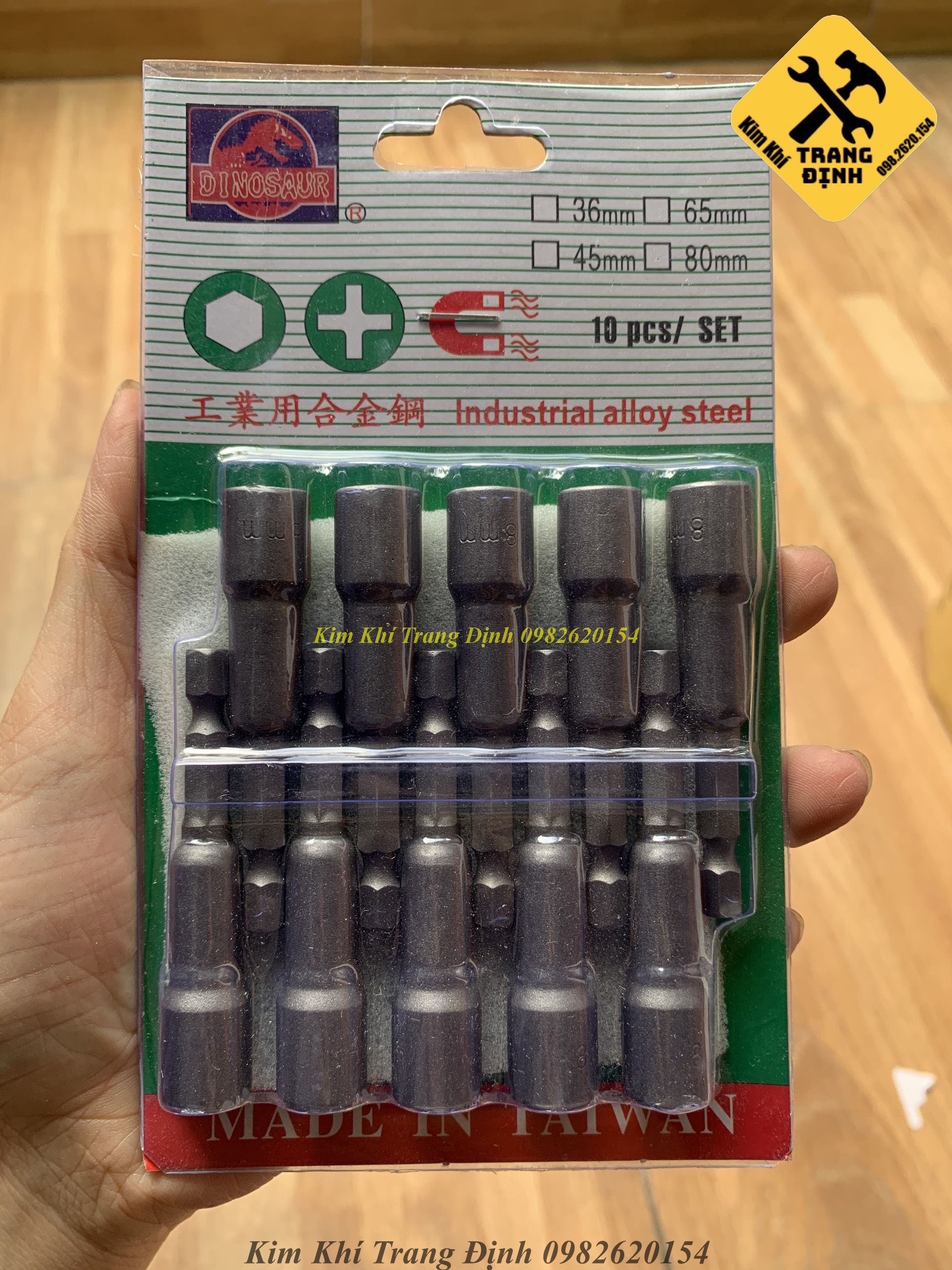 Combo 5 Chụp bắt vít tôn 8mm dài nam châm cao cấp chuôi lục giác