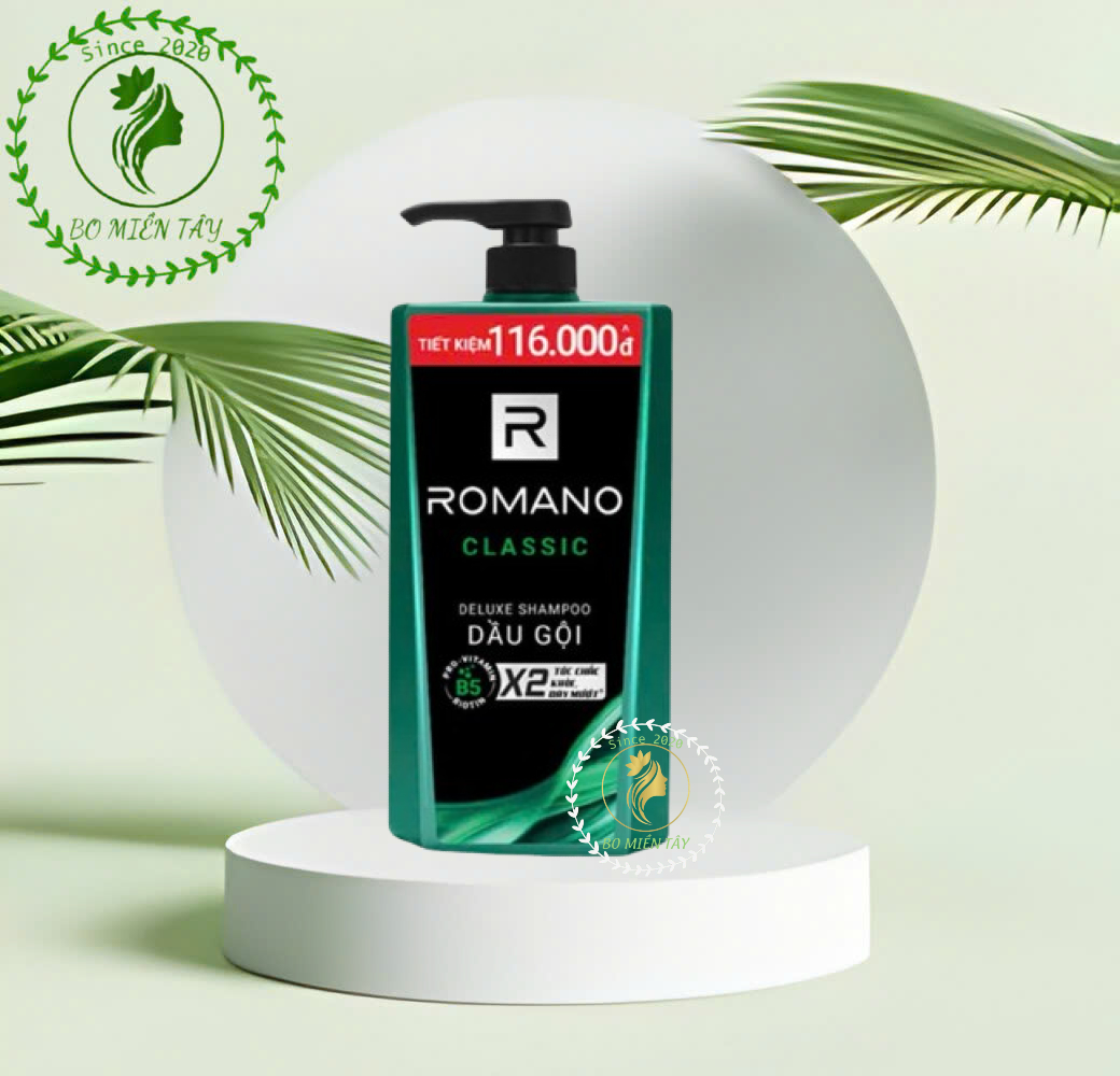 Dầu Gội Romano Classic 900g Cho Nam + Tặng Xà Bông 90g/ Nước Hoa 18ml – Sạch Gàu, Thơm Lâu