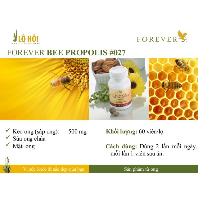 [CHÍNH HÃNG] Viên Sáp Ong Forever Bee Propolis. 60 viên/lọ