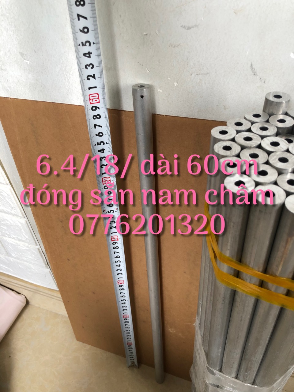 Ống nhôm 6.4 đóng sẵn nam châm/ 60cm