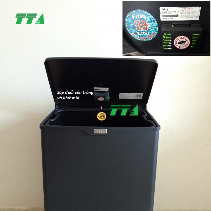 Thùng rác Fitis Mega vuông đạp chân 40 lít - SPL2-903
