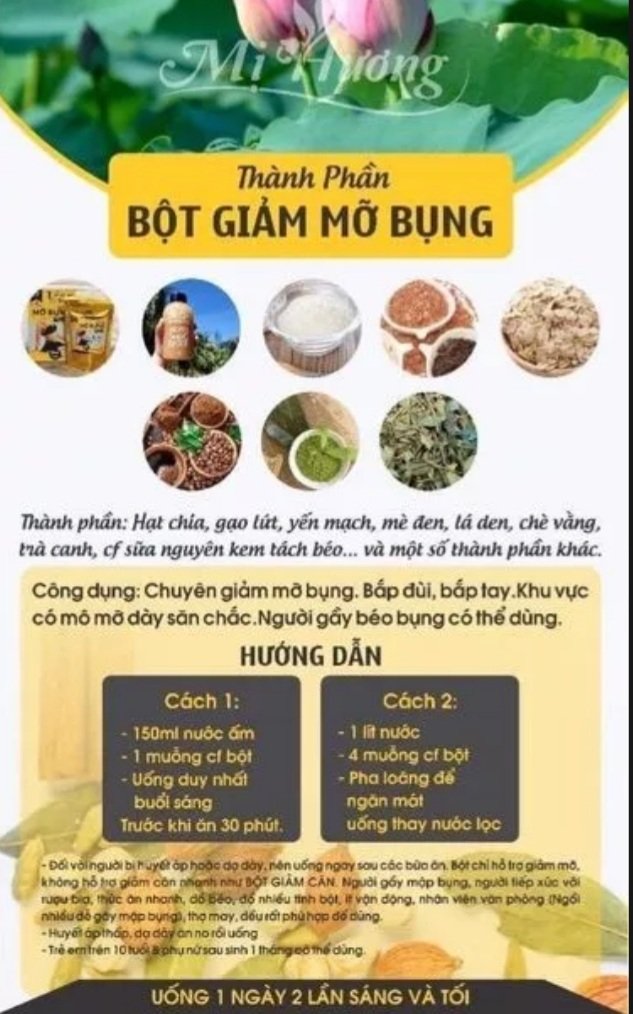 Bột giảm mỡ bụng MỊ Hương