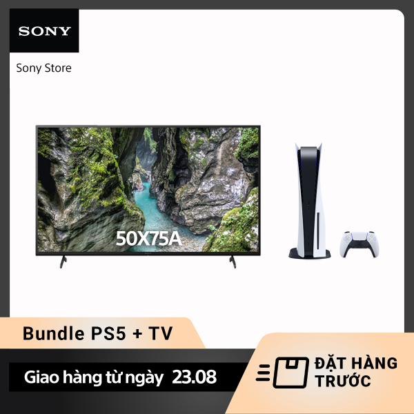 Bảng giá Bundle Máy chơi game Sony PlayStation 5 (PS5)+ Google Tivi Sony  4K 50 inch KD-50X75A Giao hàng từ 23.08