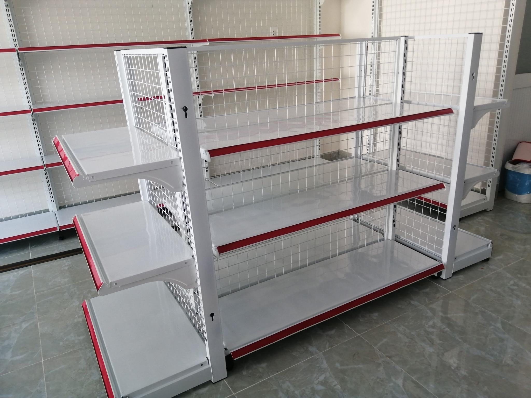 Kệ Siêu Thị Đôi 2 Mặt (Cao 1m5 x dài 1m2 x rộng 35cm x 3 tầng) Kệ siêu thị giá rẻ