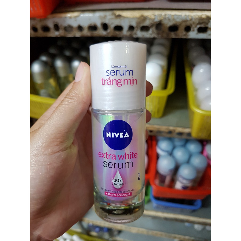 [HCM]Lăn khử mùi Serum trắng mịn Nivea Extra White Serum 40ml (ngọc trai)