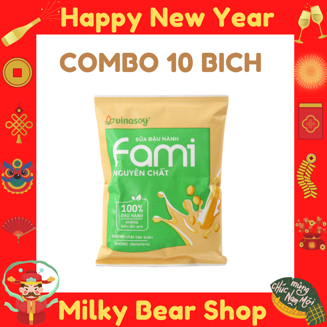 [COMBO 10 BỊCH] FAMI SỮA ĐẬU NÀNH NGUYÊN CHẤT BỊCH 200ML