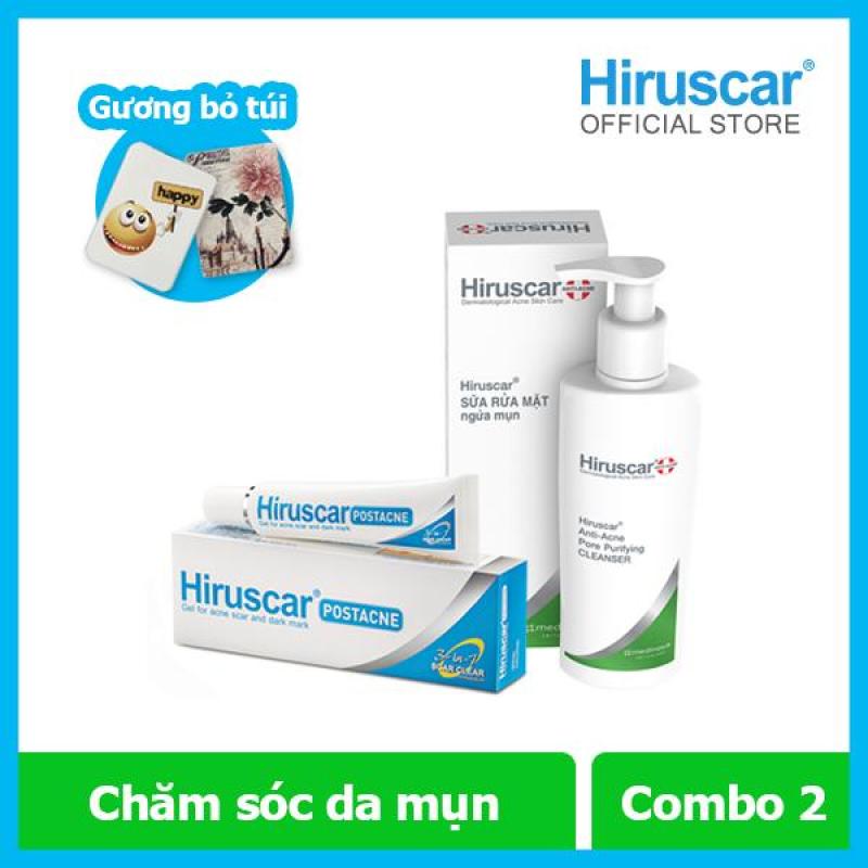 [Tặng gương]Combo gel trị sẹo thâm mụn 5g và Sữa rửa mặt ngừa mụn 100ml Hiruscar nhập khẩu