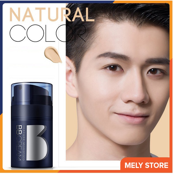 Kem che khuyết điểm BB CREAM dành cho nam giới che phủ hoàn hảo các khuyết điểm trên mặt che mụn màu tự nhiên có dưỡng ẩm làm trắng da 50g Melystore DNT110011