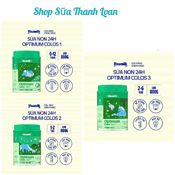 (HSD T4-2028) (Mẫu Mới) Sữa Bột Vinamilk Optimum Colos 1/2/3 Hộp 350g/ 800g.
