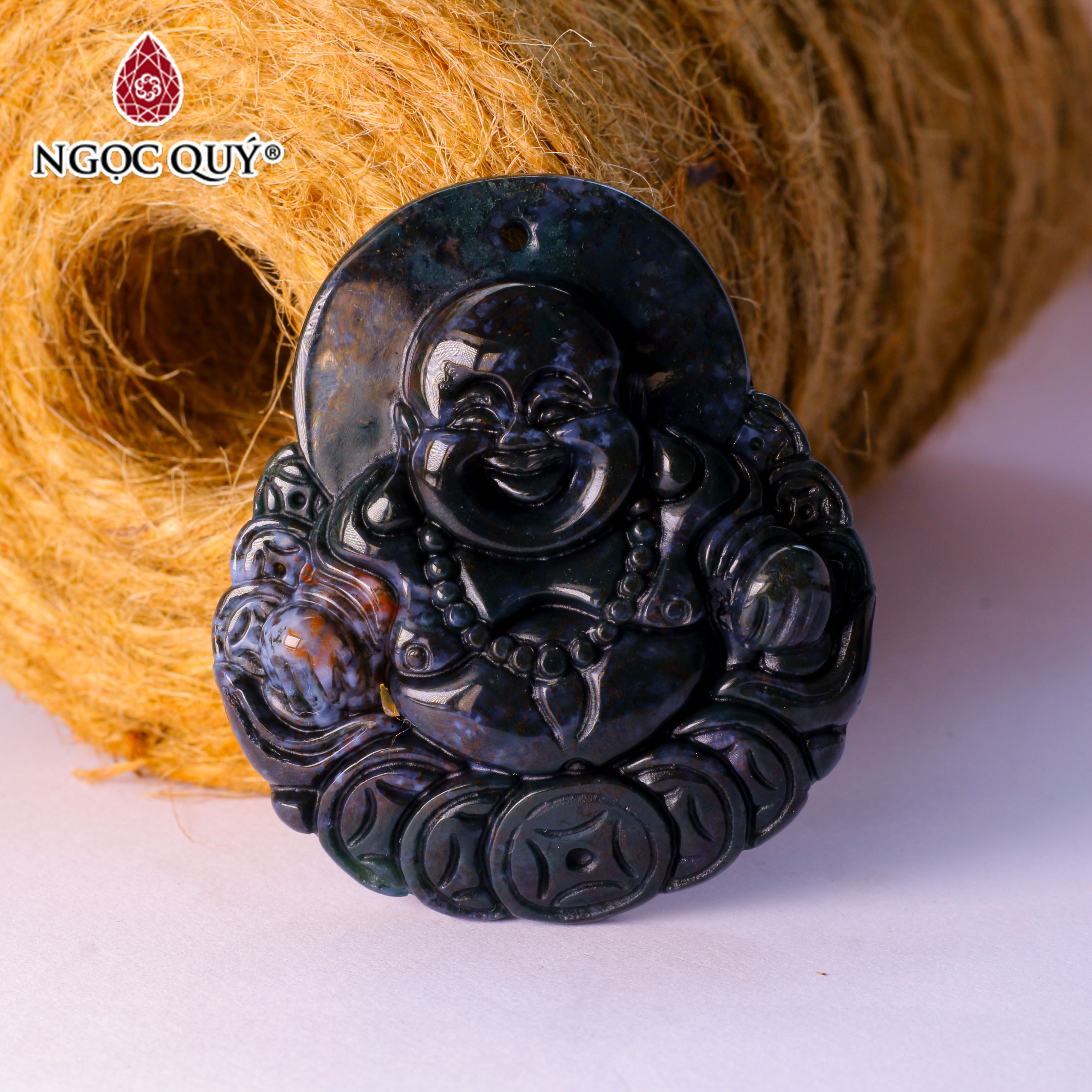 Mặt dây chuyền Phật Di Lặc đá Chalcedony - Ngọc Quý