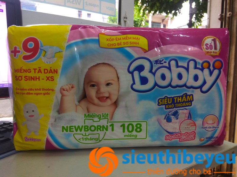 MIẾNG LÓT SƠ SINH BOBBY NEWBORN 1 108 tặng