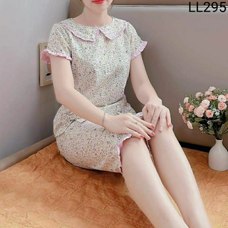 (Bunnysky) Đồ bộ mặc nhà nữ, lửng lụa hoa nhí mềm mát