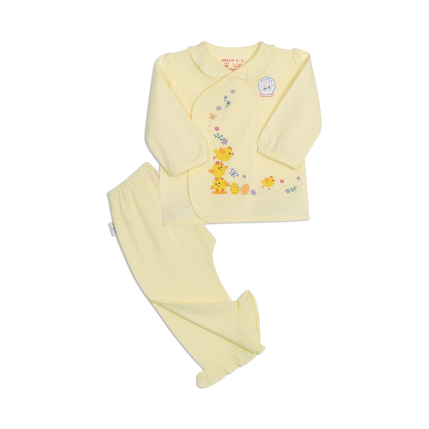 Bộ sơ sinh cài xéo bé gái tay dài 1319- hello bb