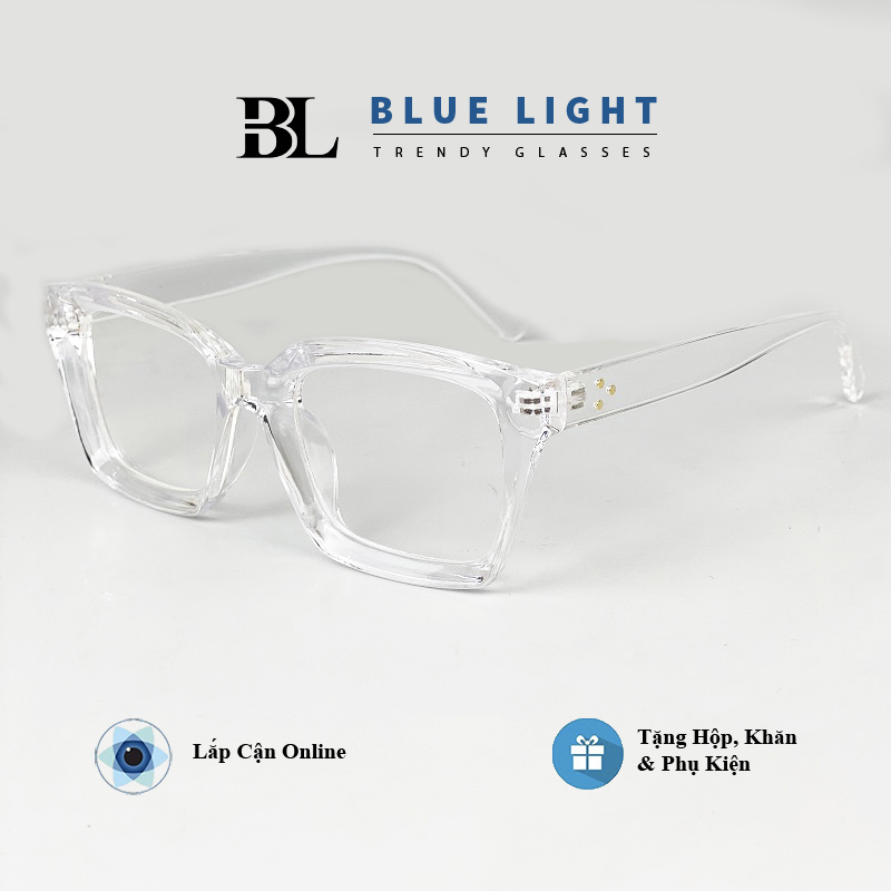 Gọng Kính Cận, Kính Giả Cận, Chống Ánh Sáng Xanh, Mắt Vuông Dày Gọng Nhựa Đen, Trong Suốt - BLUE LIGHT