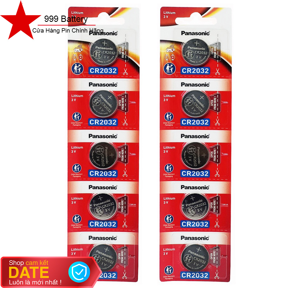 Combo 10 viên pin Cr2032 Panasonic lithium 3V chính hãng