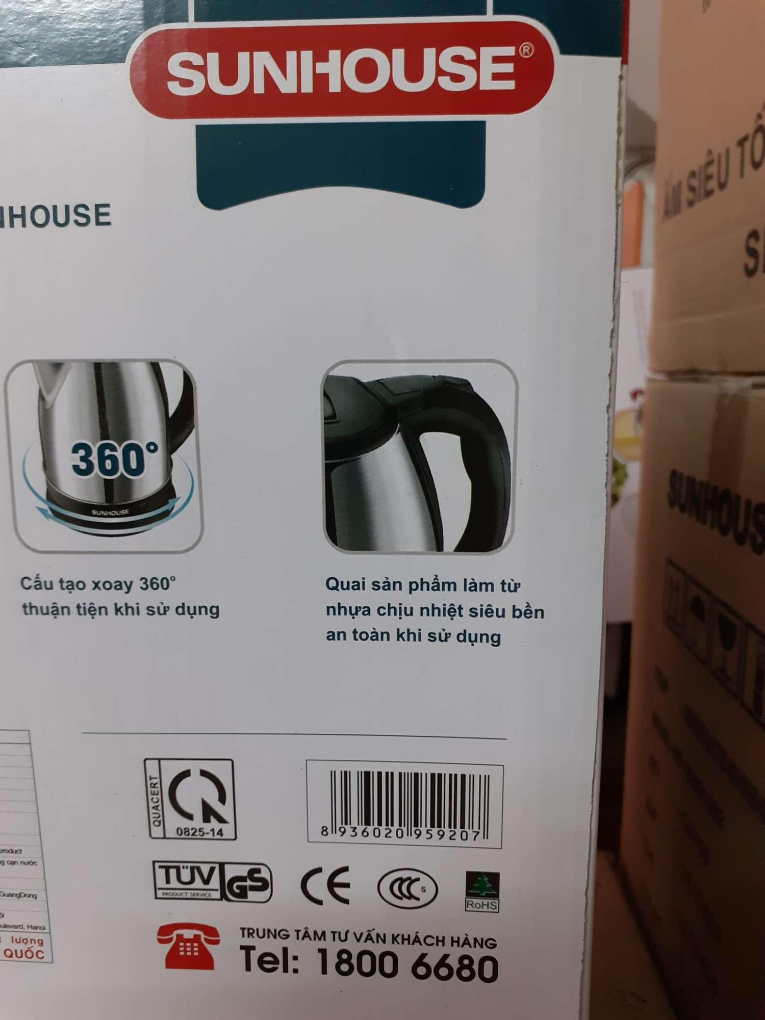 ẤM SIÊU TỐC SUNHOUSE INOX 304 MODE 1182 GIẢM 25K
