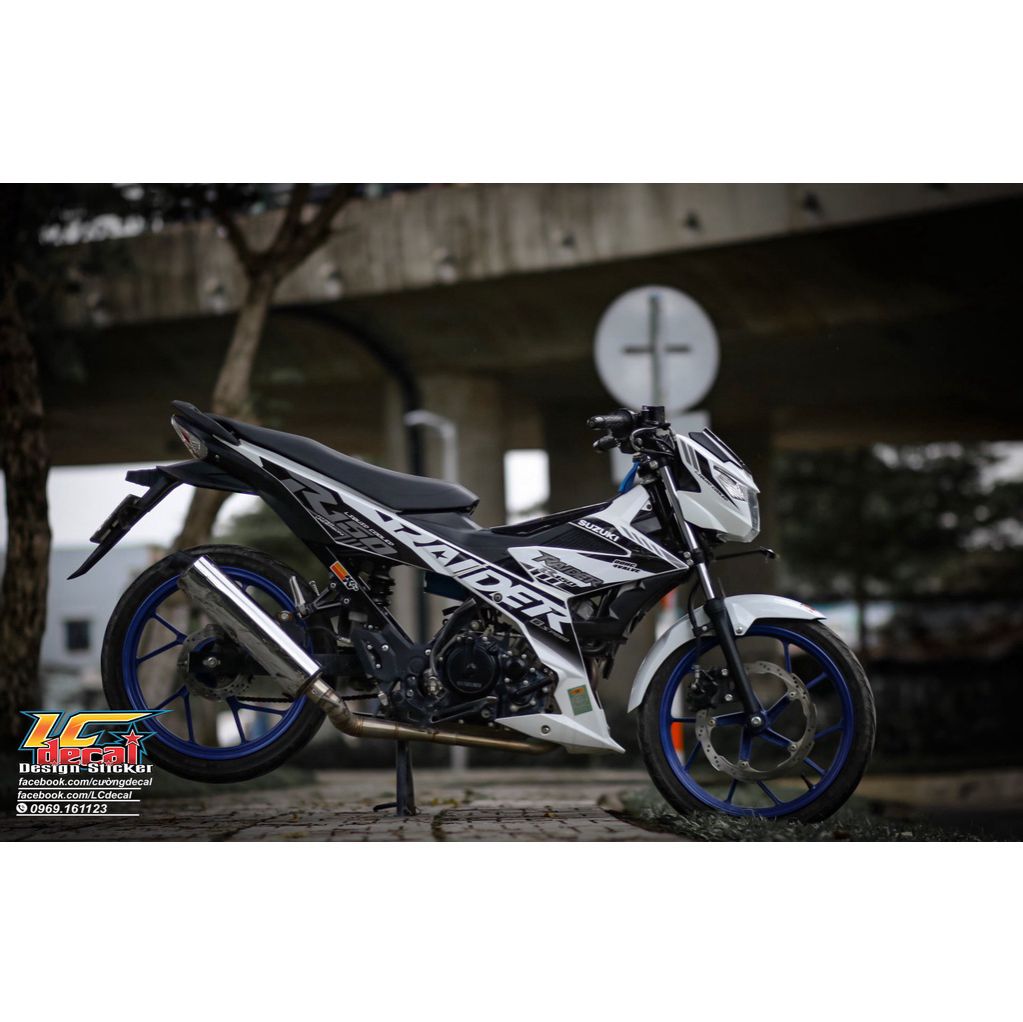 Tem rời Raider R150 đen cho xe trắng