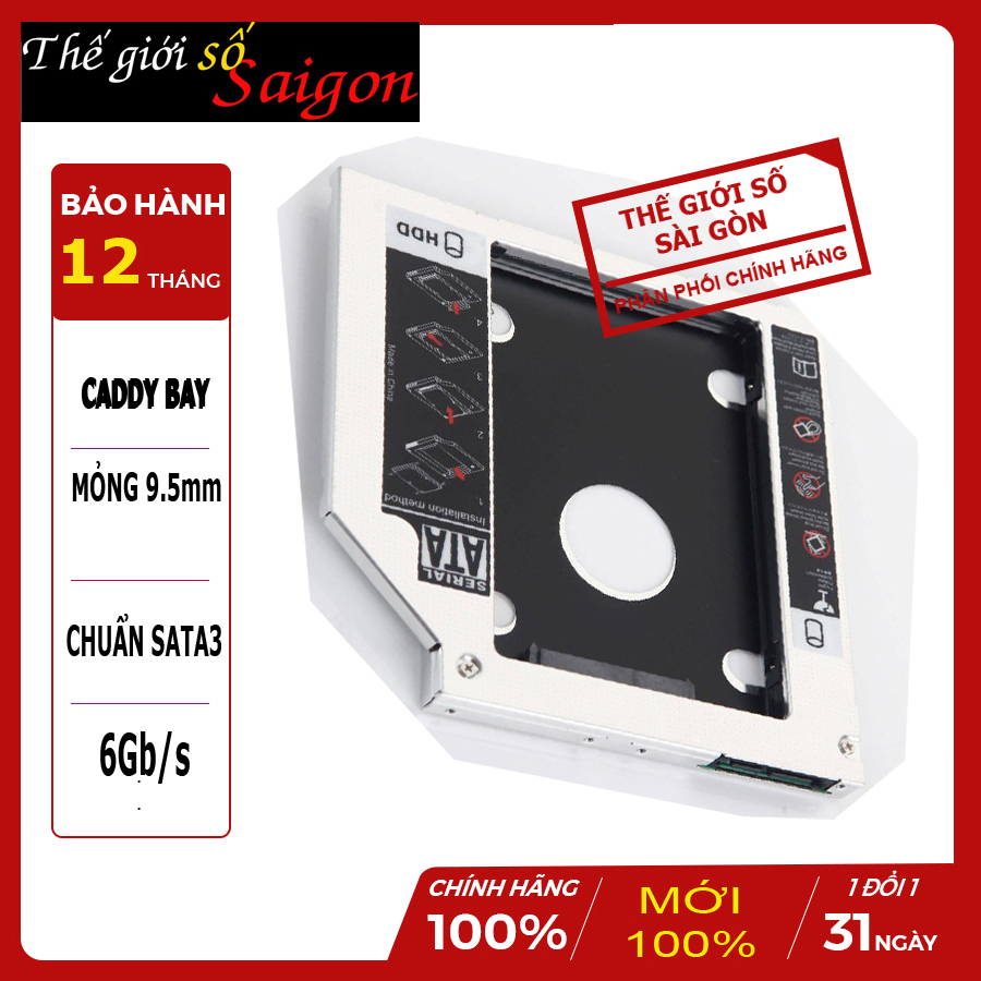Caddy Bay mỏng 9.5mm dùng cho Laptop
