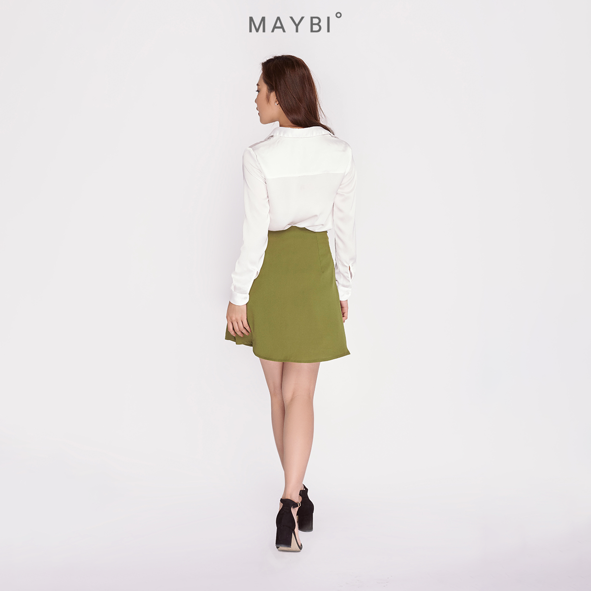 Chân váy MAYBI lụa chéo Skater A Skirt