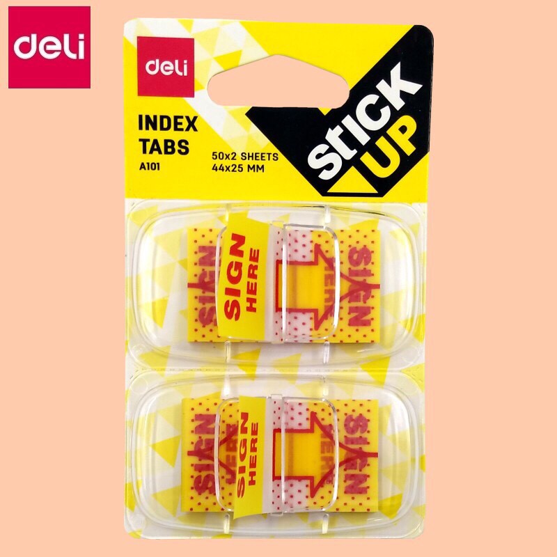 Giấy Note Đánh Dấu Trang Deli A101, Giấy Nhớ Sign Here Nhựa Plastic