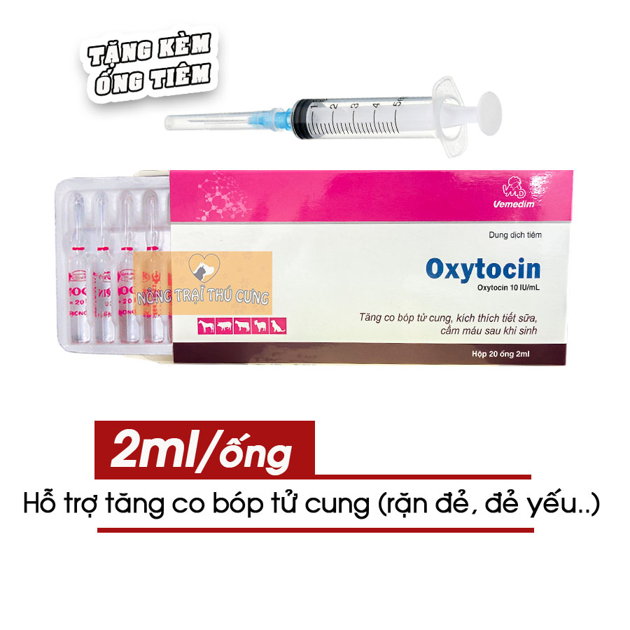 Dung dịch oxytocin hỗ trợ chó mèo rặn đẻ - ống 2ml - có hdsd trong mô tả sp -