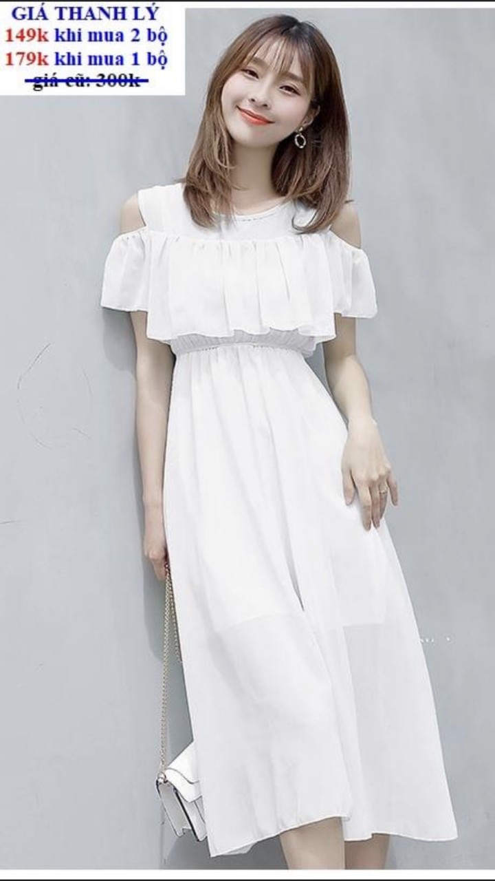 Maxi voan 2 lớp hở vai-QH