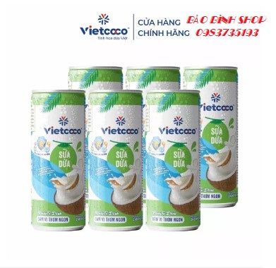 COMBO 6 LON SỮA DỪA VIETCOCO 240ML (Date mới)