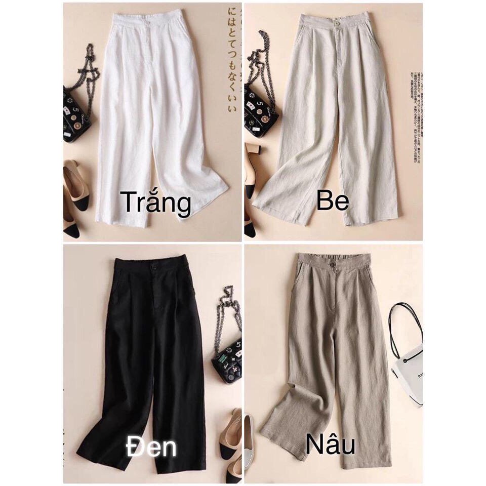 Quần ống rộng, suông vải đũi suông dáng đẹp dáng dài 92cm.