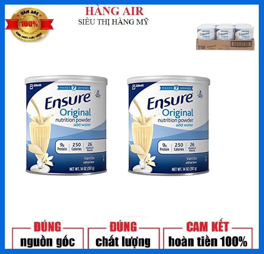 [HÀNG AIR, COMBO 2 LON] SỮA BỘT ENSURE ORIGINAL NUTRITION POWER 397g MỸ
