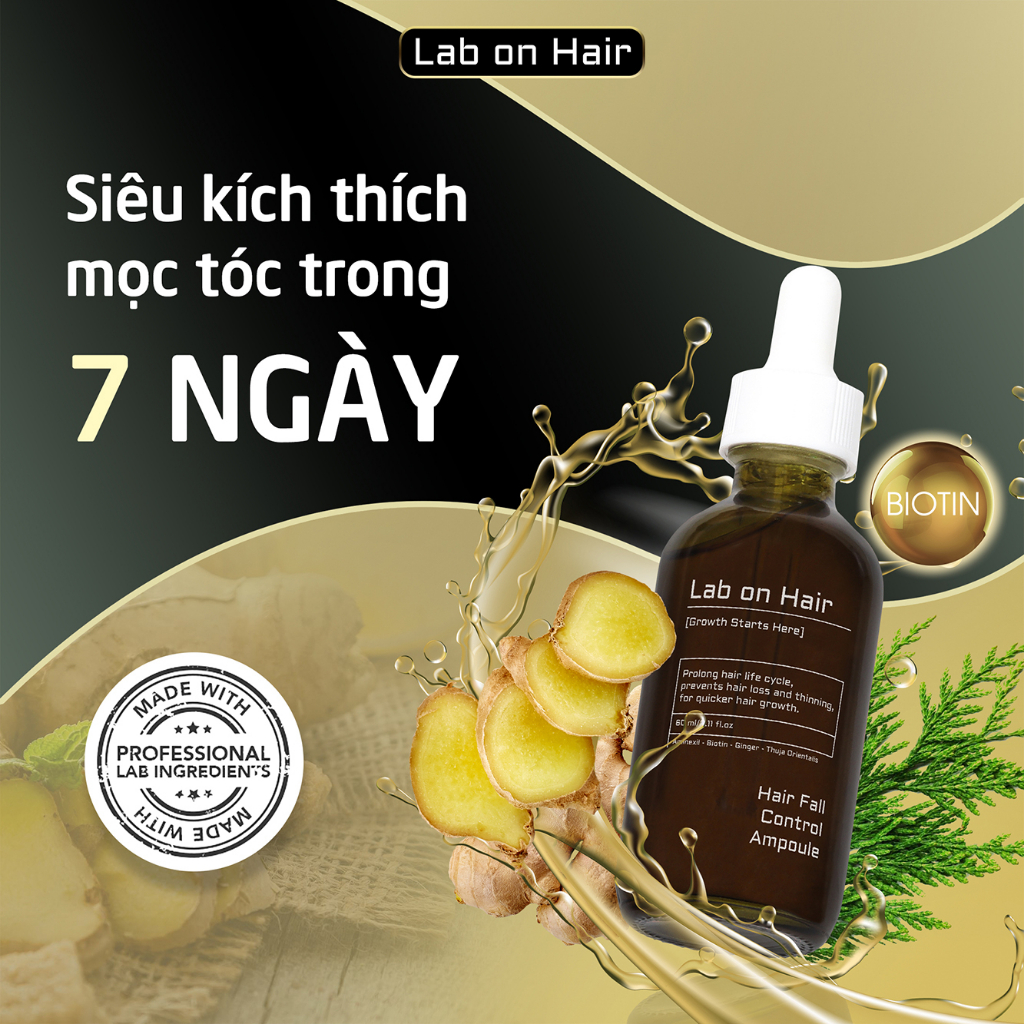 Tinh dầu gừng dưỡng tóc giảm gãy rụng tóc Lab On Hair với Biotin, Gừng và Chiết xuất thực vật 60ml 7912
