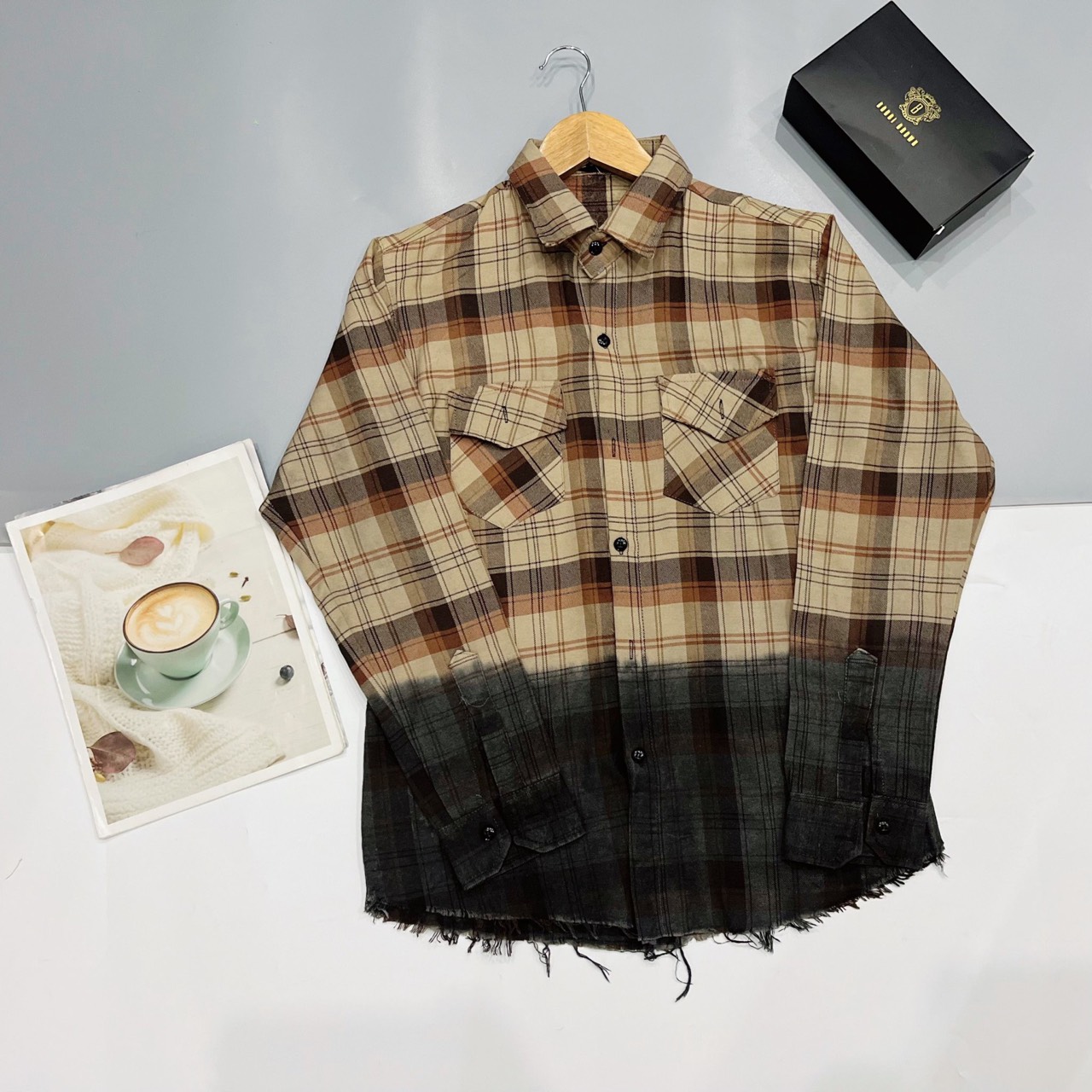 Áo sơ mi nam tay dài hoạ tiết Caro from hàn quốc Áo sơ mi kẻ caro phong cách trẻ trung HOTRENN.