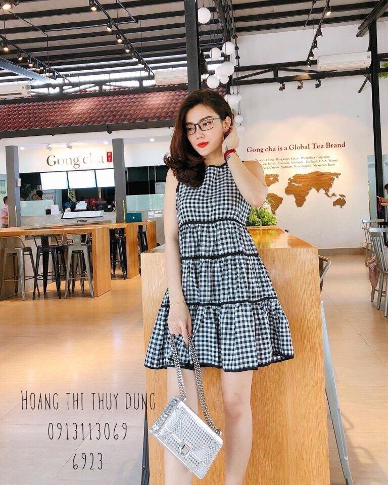 Đầm tầng caro kate sát nách dễ thương TTS0064