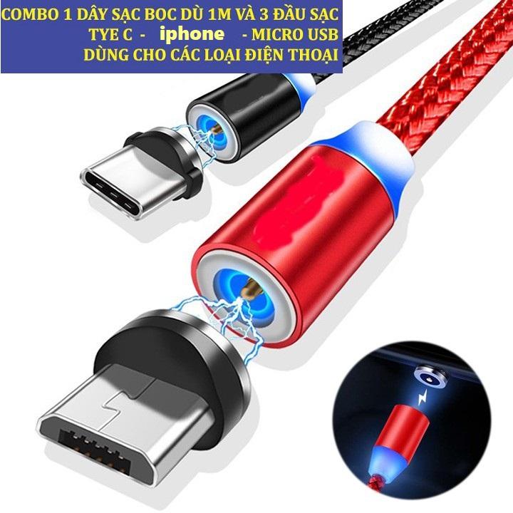 Cáp Sạc Nhanh Từ Tính Cổng Micro Usb Type C Cho Điện Thoại Android, Iphone...