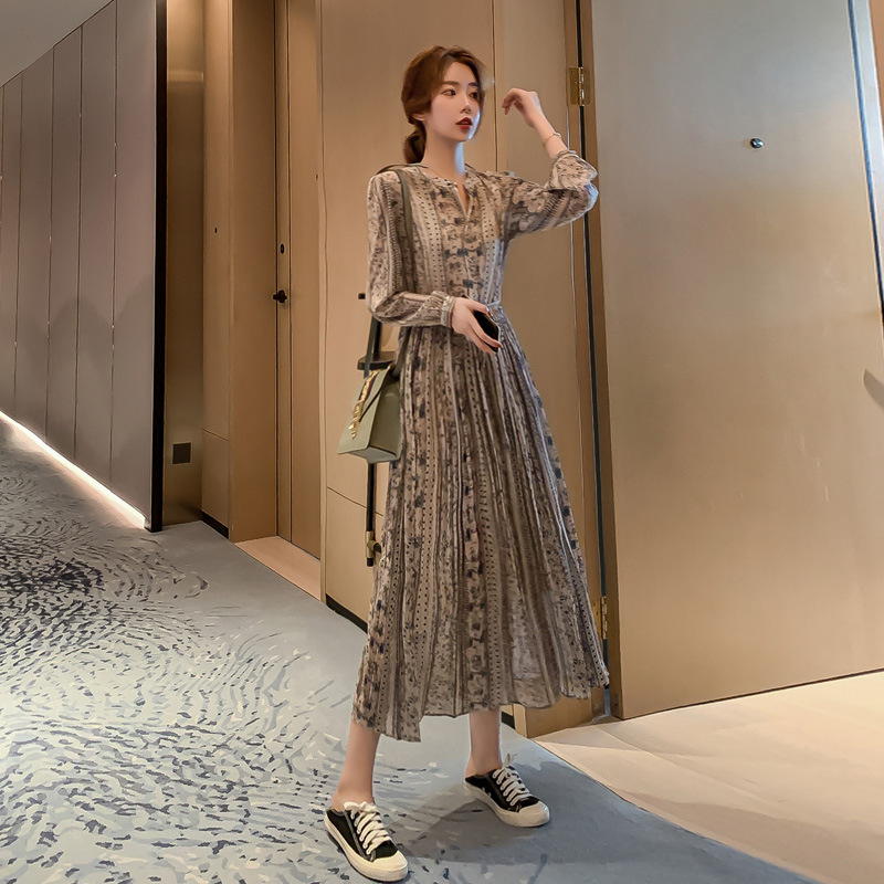 Đầm Maxi Tay Dài Cổ Tim Chiết Eo Form Cực Đẹp Tôn Dáng