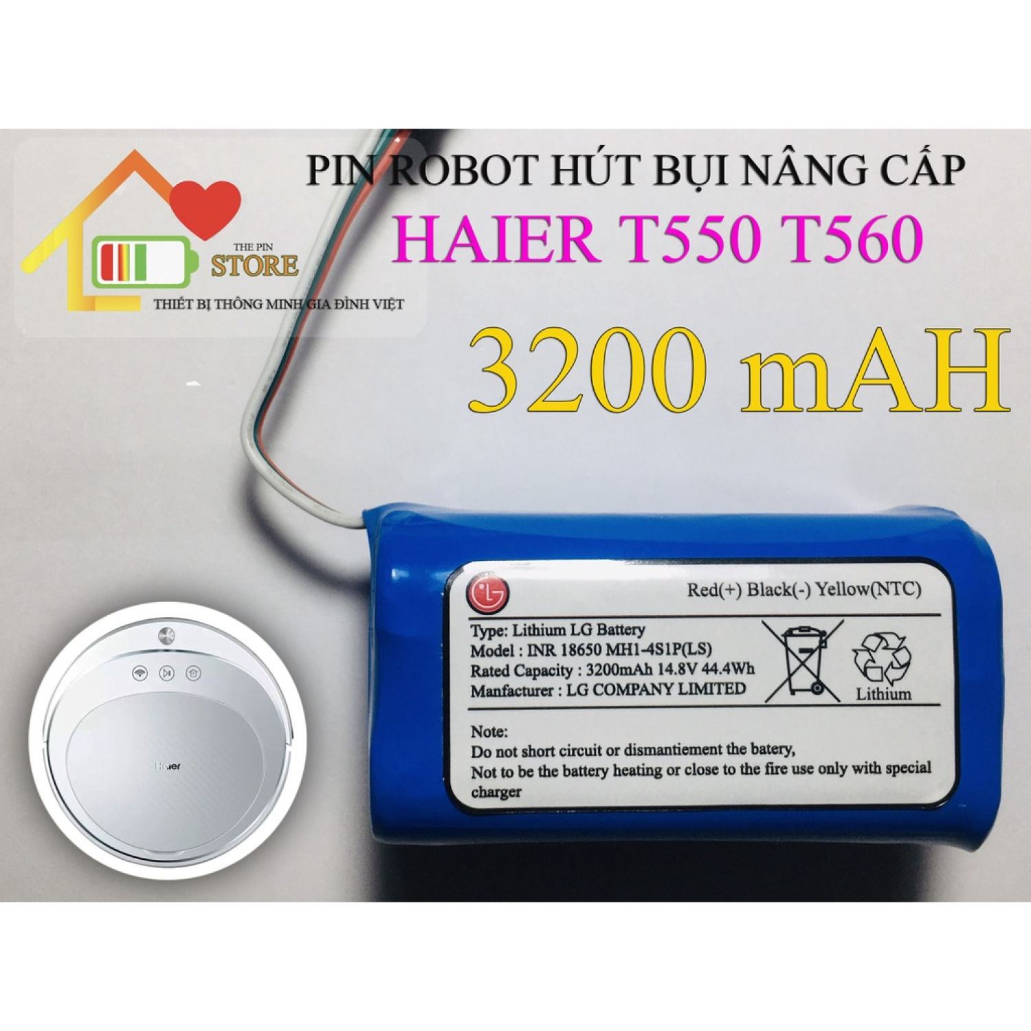 Pin robot hút bụi haier t550 t560 nâng cấp