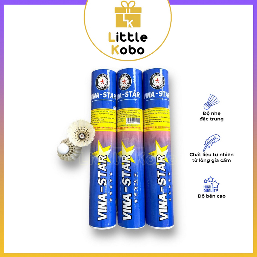 Ống cầu lông vinastar xanh bạc chất lượng cao 12 trái quả cầu lông dùng tập luyện thi đấu phụ kiện badminton