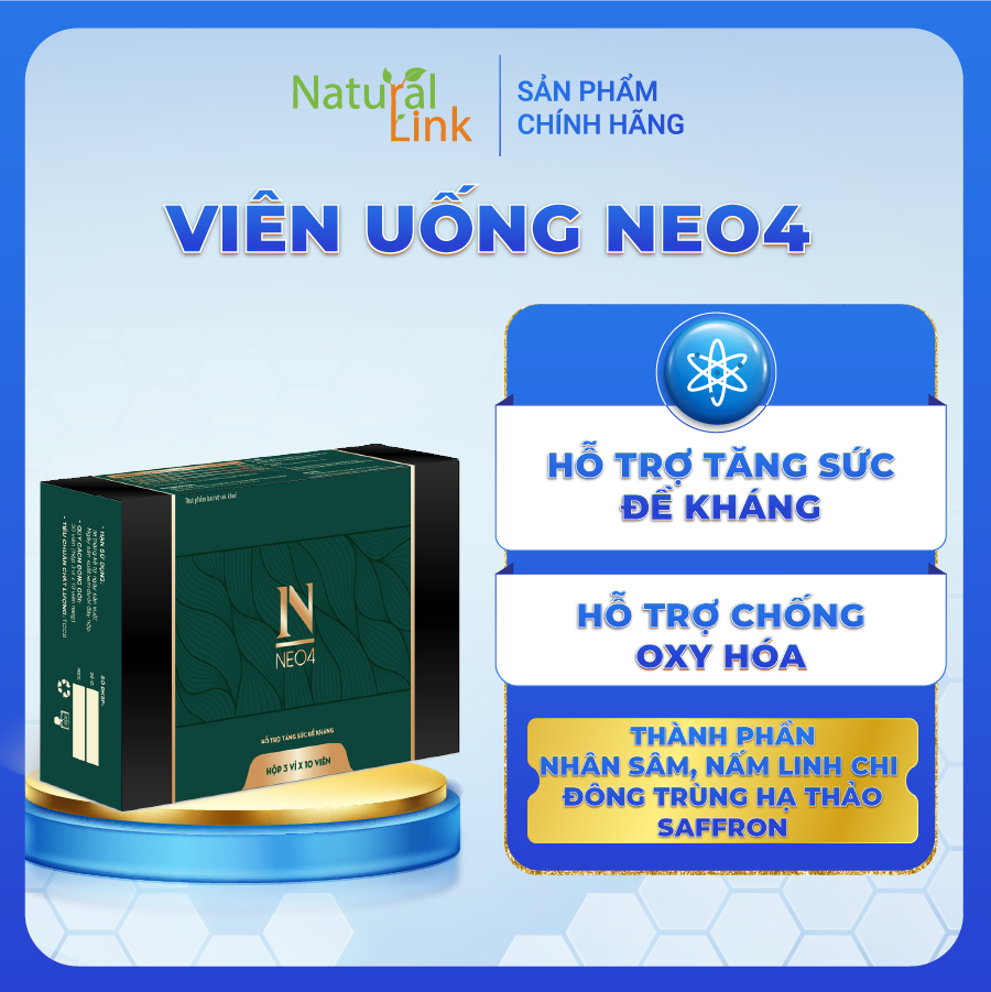 NEO4 - Nhân Sâm Canada, Nấm linh chi, đông trùng hạ thảo, Saffron- Tăng cường sức đề kháng, bảo vệ sức khoẻ