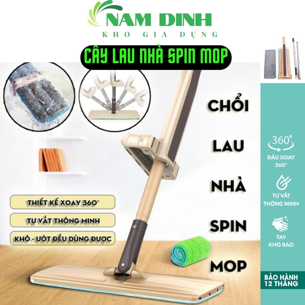 Cây lau nhà tự vắt spin mop , chổi lau nhà thông minh, bộ lau nhà 360 độ tặng kèm 2 bông lau