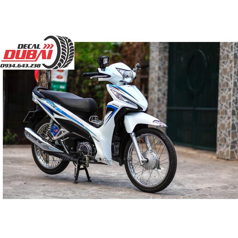 Tem Trùm Wave RSX Trắng Chỉ Xanh