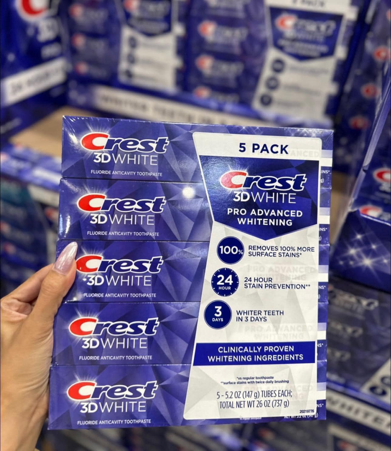 ( MẪU MỚI) KEM ĐÁNH RĂNG CREST 3D WHITE ADVANCED của Mỹ 147Gr