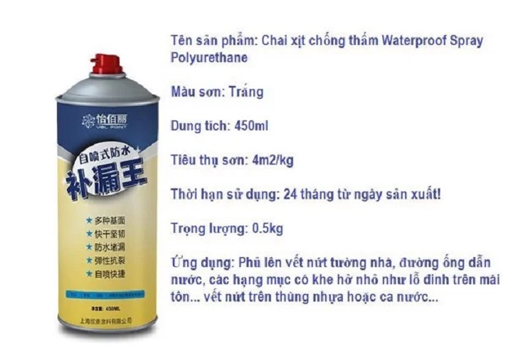 Bình sơn xịt chống thấm đa năng dung tích 450ml